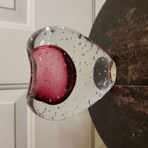 Beautiful Murano Style Controlled Bubble Heart Vase 5"x5.5